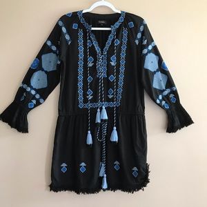ANTHROPOLOGIE RD + koko embroidered fringe dress S